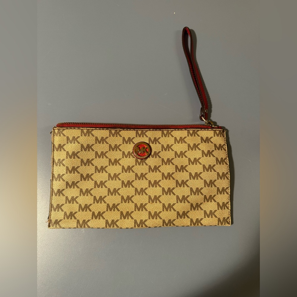 Michael Kors Brown/red Wristlet
